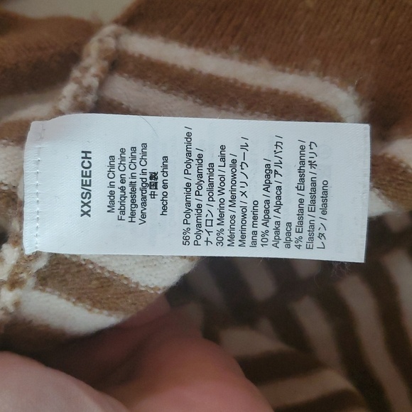 Madewell Stripe-Play Smithe Sweater Size XXS Coziest Yarn Brown White Orange - Picture 6 of 9